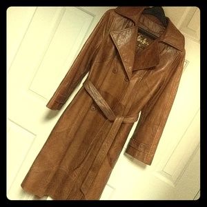 Vintage Butter Leather 1970's Trench Coat